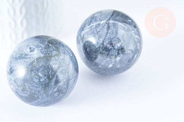 Pierre boule calcite bleue naturelle 47-50mm, pierre lithotthérapie décoration de la maison, x1 (G5769)
