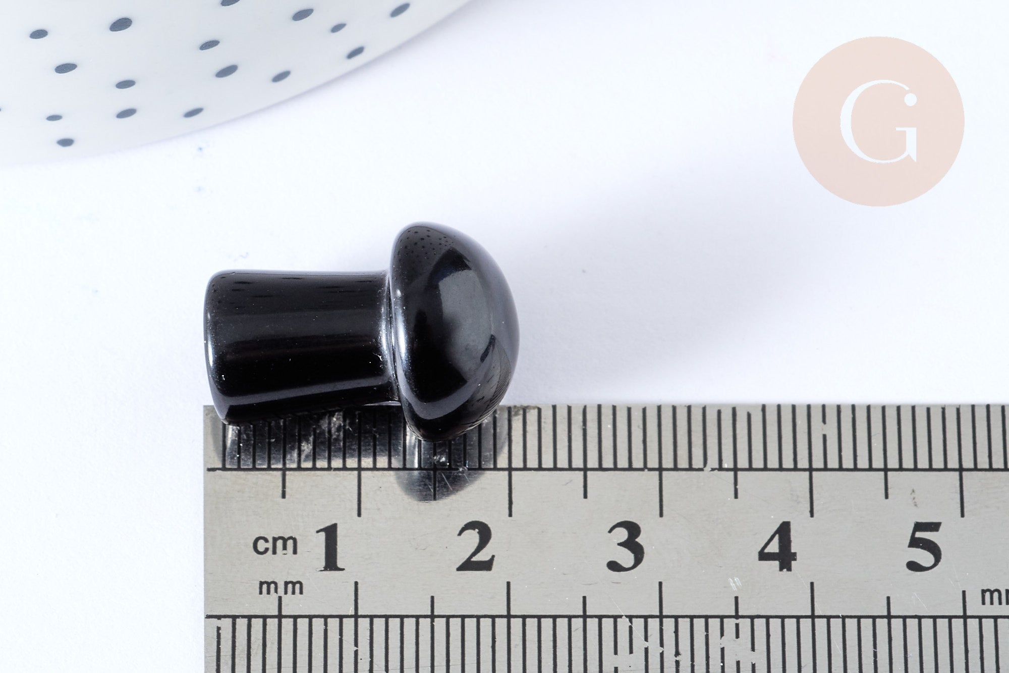 Pierre de massage champignon obsidienne naturelle lithothérapie 20-21mm, pierre lithothérapie, x1, G7550