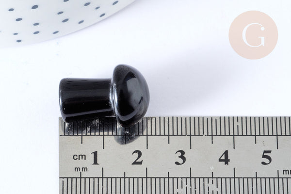 Pierre de massage champignon obsidienne naturelle lithothérapie 20-21mm, pierre lithothérapie, x1, G7550