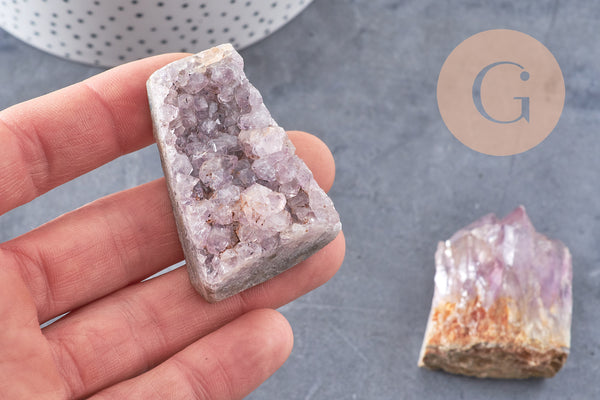 Pierre druse améthyste naturelle 25-47mm, pierre lithotthérapie décoration de la maison, x1 (G5766)