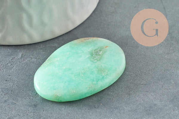 Pierre en jade d'Australie turquoise non percée 36-42mm, création pierre naturelle, x1, G6232