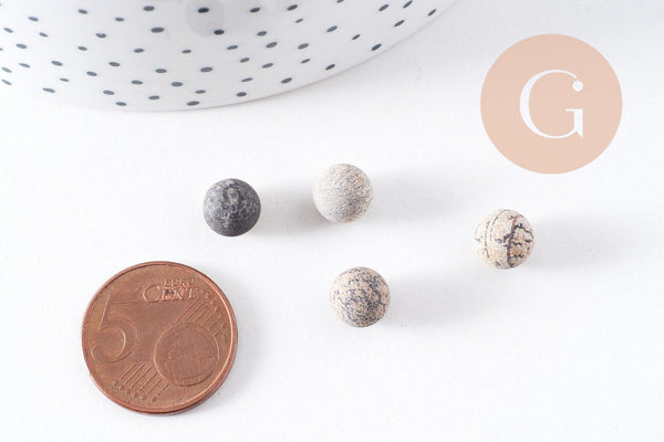 Pierre ronde bois pétrifié non percée 8mm, x1 (G3927)