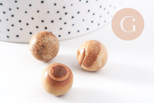 Pierre ronde jaspe paysage naturel non percée 18mm, x1 (G3897)