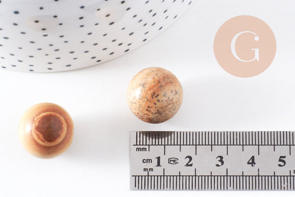 Pierre ronde jaspe paysage naturel non percée 18mm, x1 (G3897)