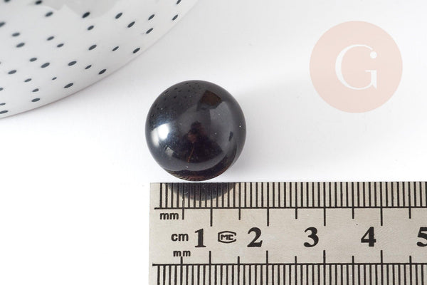 Pierre ronde obsidienne noire non percée 17.5-18mm, x1 (G4378)