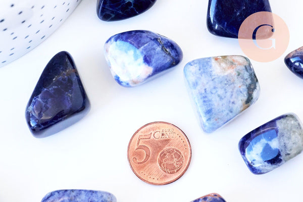 Pierre sodalite naturelle brut roulé 13-23mm, pierre naturelle, litotherapie, x1 (G5770)