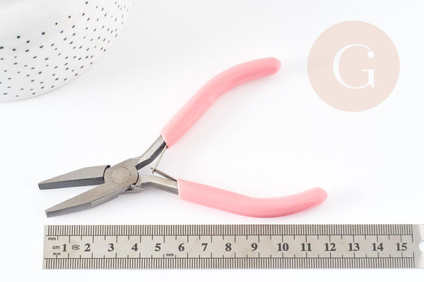 Pince plate fabrication de bijoux acier support rose 12cm, x1 (G5895)