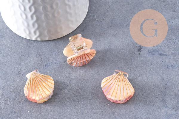 Pince pour cheveux Acétate Orange or 26mm, x1 (G10392)