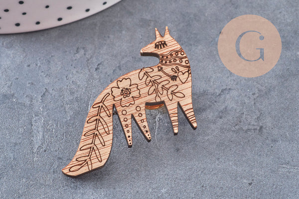 Pin’s Broche oiseau bois 40mm, x1