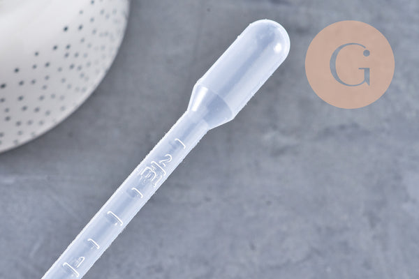 Pipette plastique transparent graduée,outil cosmétique, entonnoir parfum,cosmétique maison, contenant,142x2.5mm,2ml,x 5 (G5109)