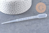 Pipette plastique transparent graduée,outil cosmétique, entonnoir parfum,cosmétique maison, contenant,142x2.5mm,2ml,x 5 (G5109)