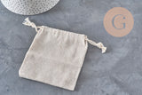 Bolsa para joyas de algodón blanco crudo 12 cm, x1 (G2376)