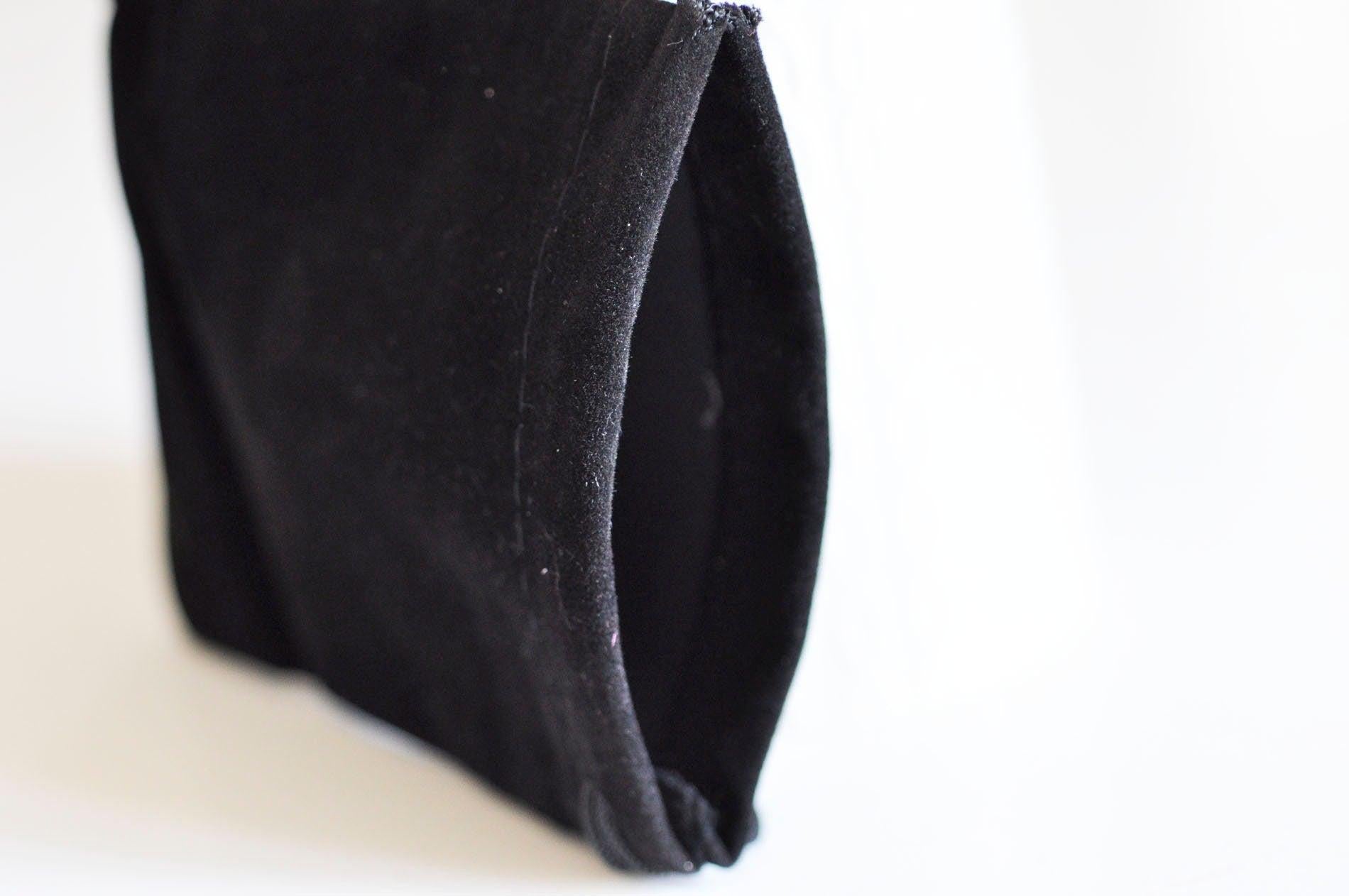 Pochette bijou velours noir rangement cadeau bijoux 12cm, x1 (G2204)