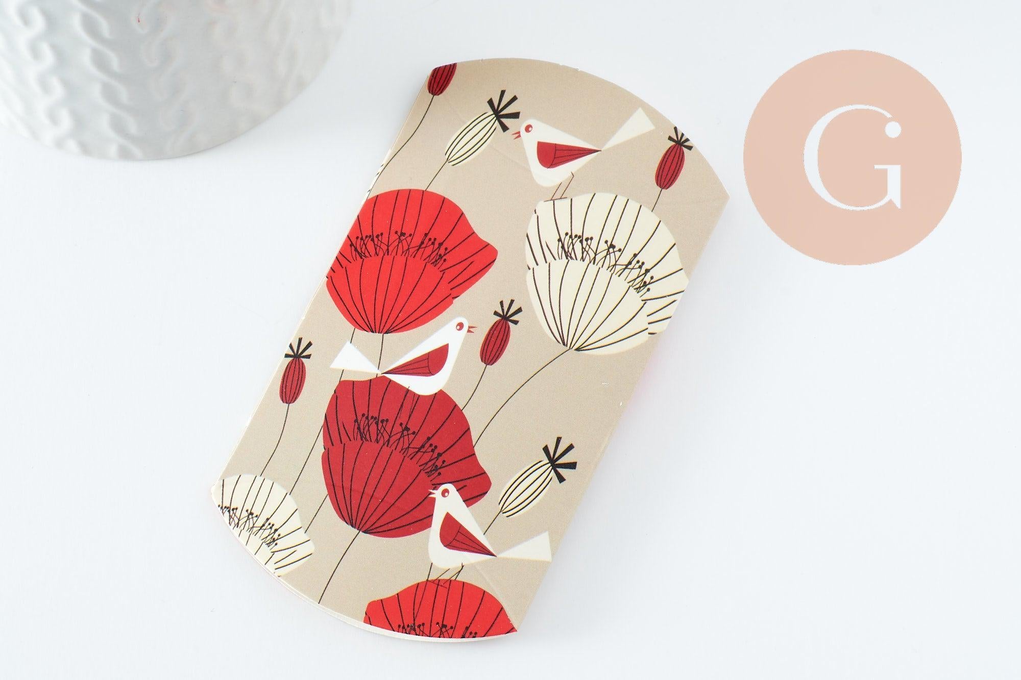 Pochette carton fleurs coquelicots 9.5x5.5cm, x10 G9476