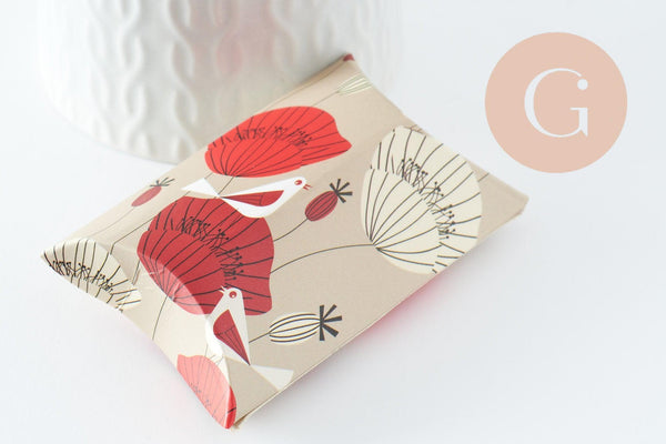 Pochette carton fleurs coquelicots 9.5x5.5cm, x10 G9476