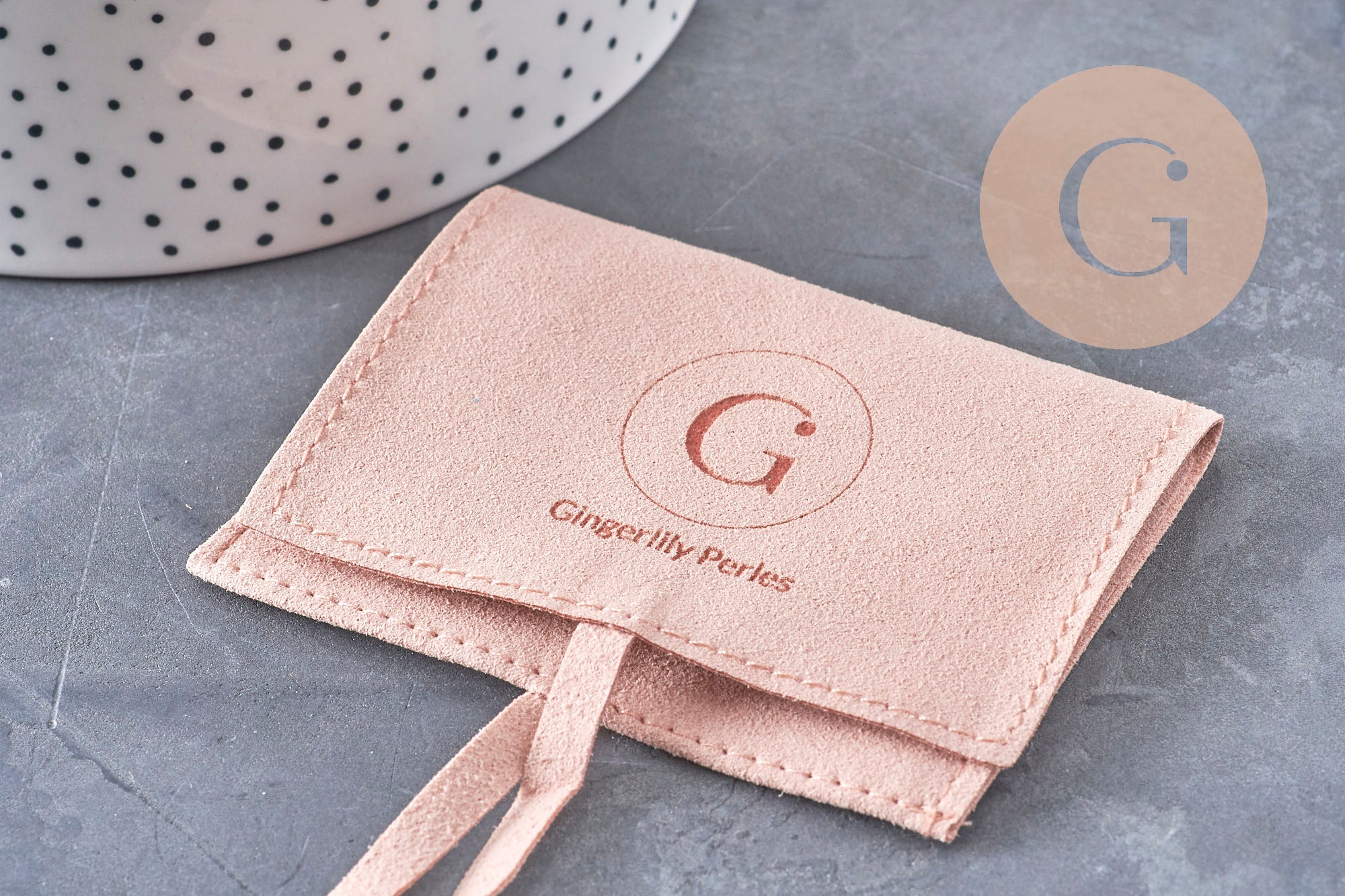 Bolsita de microfibra de gamuza personalizada para joyas, x1 o x5 (G10993)