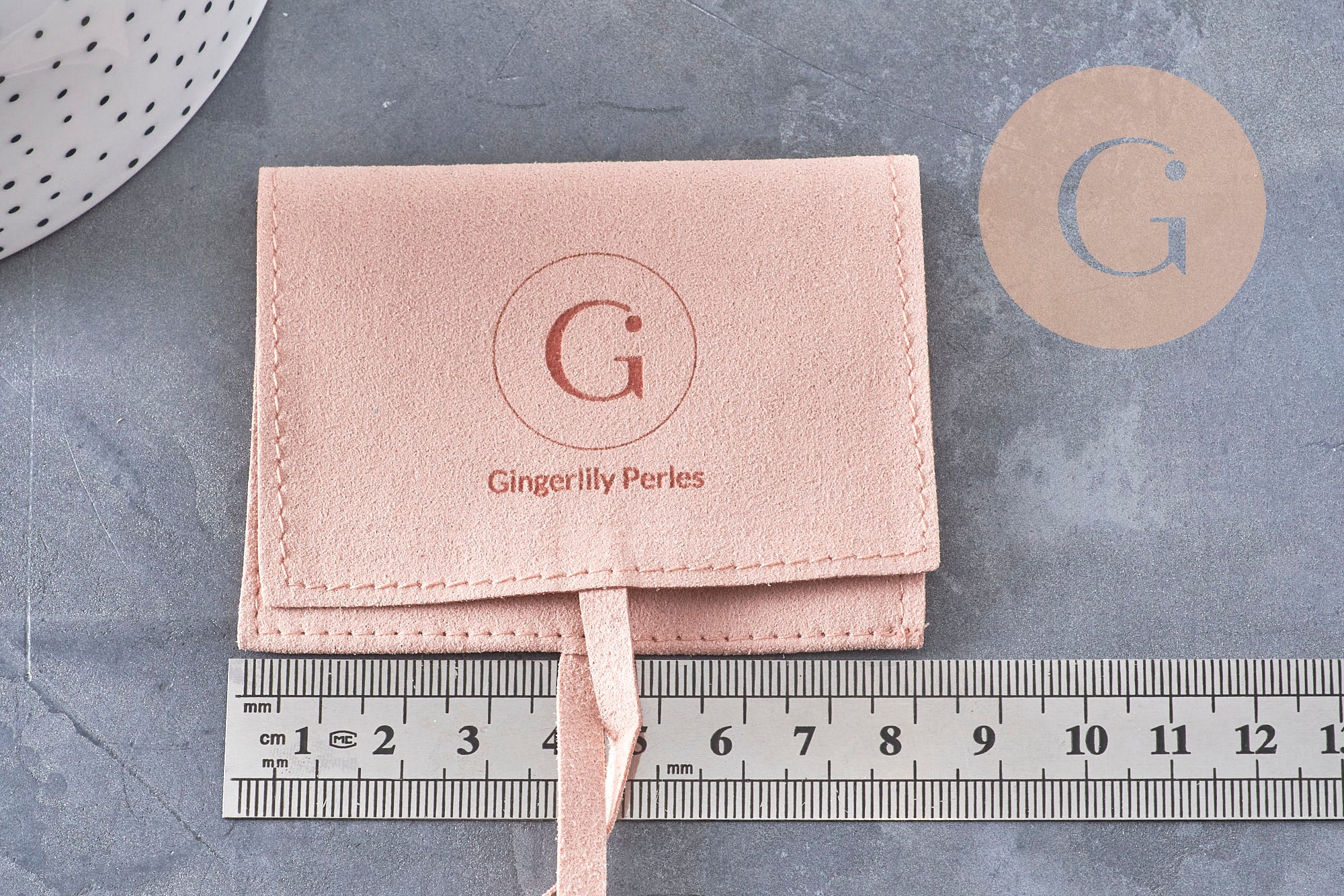 Bolsita de microfibra de gamuza personalizada para joyas, x1 o x5 (G10993)