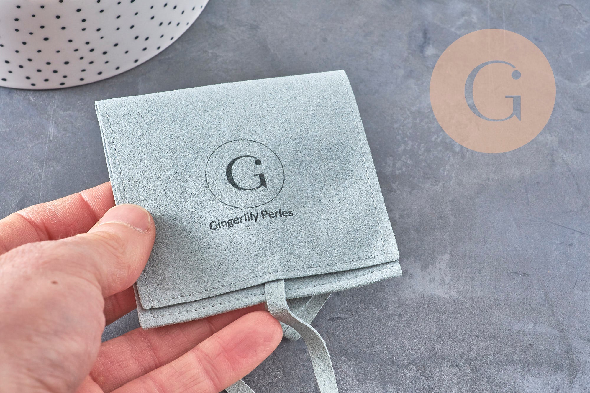 Bolsita de microfibra de gamuza personalizada para joyas, x1 o x5 (G10993)