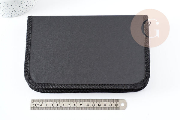 Pochette rangement outils noir rectangulaire imitation cuir 22cm, x1 (G0871)