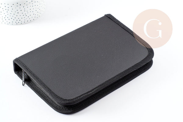 Pochette rangement outils noir rectangulaire imitation cuir 22cm, x1 (G0871)