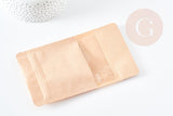 Pochette zippée papier Kraft avec fenêtre 110x185mm, x10 ou x20 (G9109)