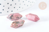 Pointe Rhodochrosite naturelle non percée 19~22mm, pointe double, pierre naturelle polie,bijoux lithothérapie, x1 G7531