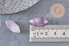 Pointe améthyste naturelle non percée 18mm, pointe double, pierre naturelle polie, création bijoux améthyste lithothérapie, x1 (G5621)
