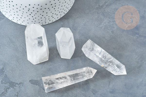 Pointe cristal de roche naturel 34-100mm, quartz naturel, pierre semi-précieuse, séance lithothérapie, x1 (G7942)