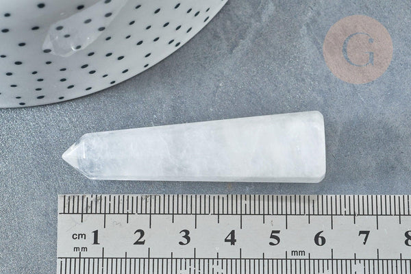 Pointe cristal de roche naturel 59~61mm, quartz naturel, pierre semi-précieuse, séance lithothérapie, x1 (G7941)