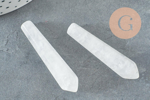 Pointe cristal de roche naturel non percée 50mm, x1 (G6709)