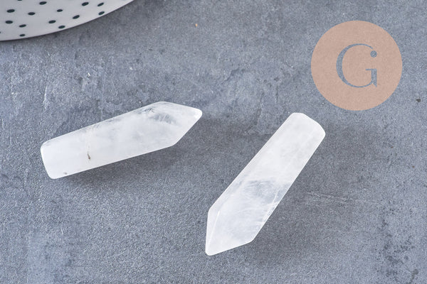 Pointe cristal de roche non percée 35.5-36.5mm, pierre brute, création bijoux,cristal, perle pierres, pierre naturelle, x1 (G6708)