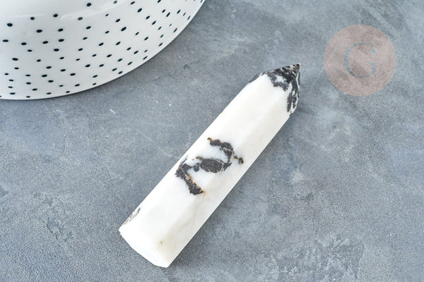 Pointe jaspe zabra naturel 70-80mm, pierre naturelle séance lithothérapie, x1 (G8410)