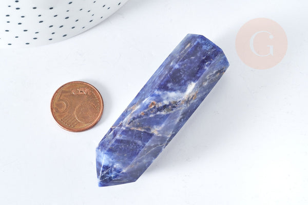 Pointe sodalite 70-80mm, pierre naturelle séance lithothérapie, x1 (G8413)