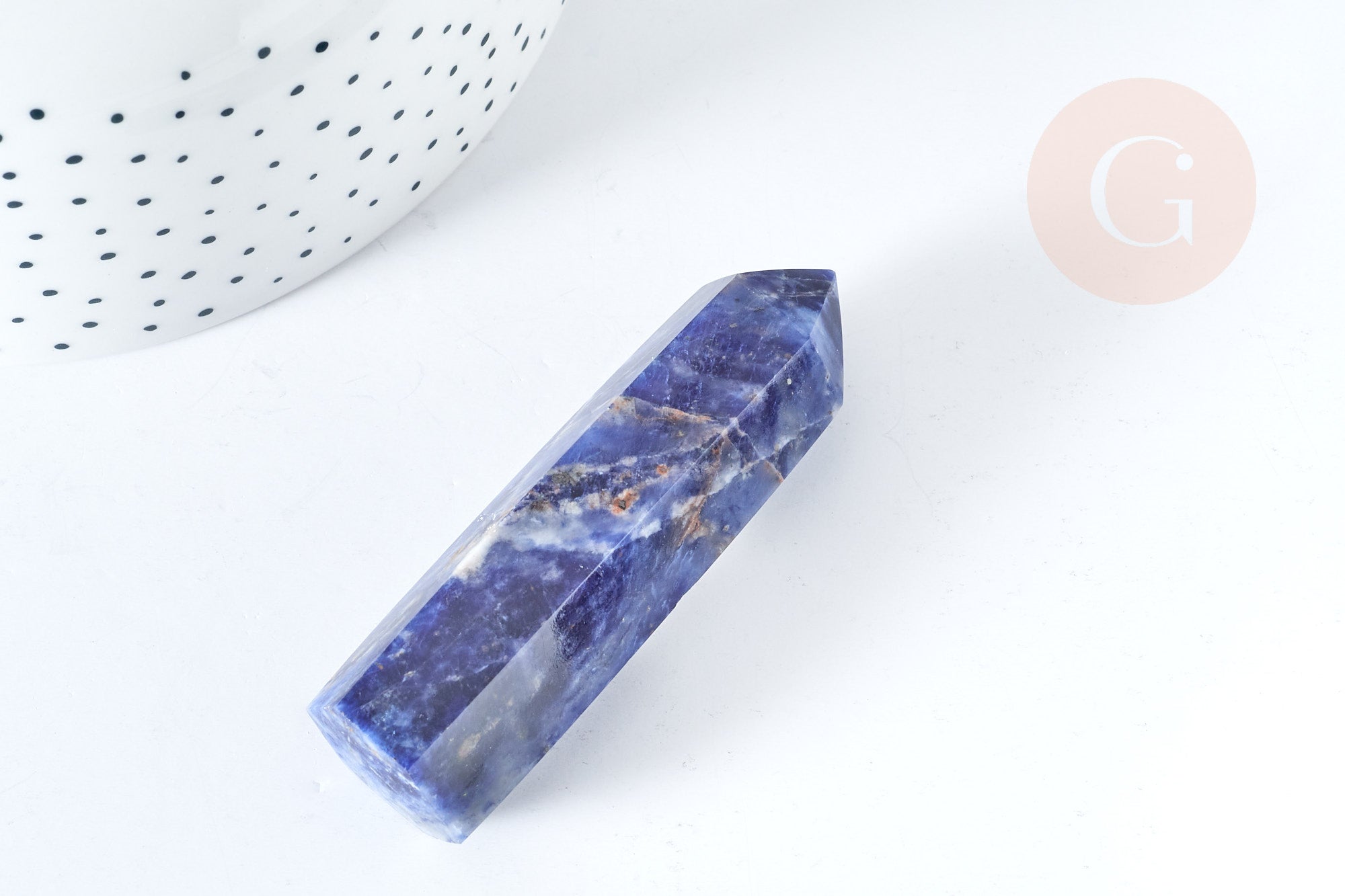 Pointe sodalite 70-80mm, pierre naturelle séance lithothérapie, x1 (G8413)
