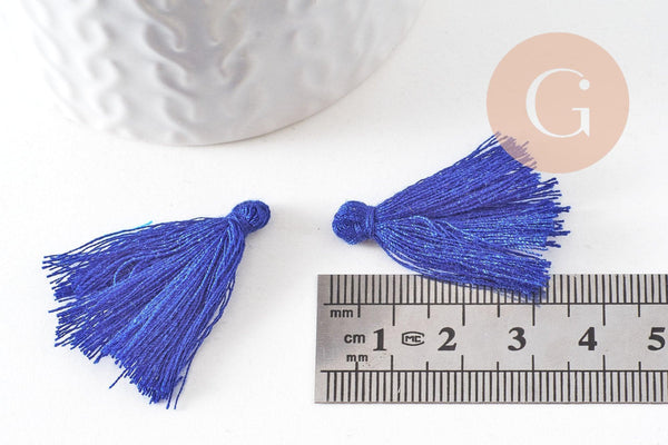 Pompon bleu coton bleu 25-31mm, x5 (G2770)