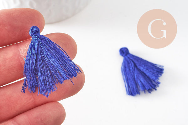 Pompon bleu coton bleu 25-31mm, x5 (G2770)