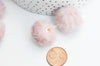 Pompon fourrure rose support doré 21mm,décoration pompon imitation fourrure x2 G4496
