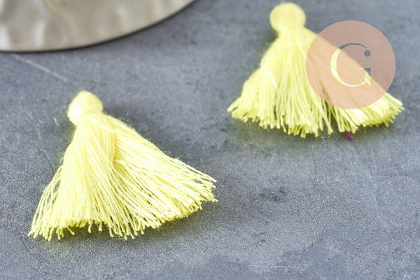 Pompon jaune coton 25-31mm, x5 (G2764)