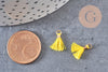 Pompon jaune polyestère support doré,décoration pompon, pompon boucles,fabrication bijoux bohème,10-15mm,les 10 (G6237)