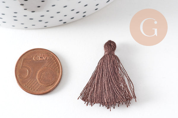 Pompon marron coton 25-31mm, x5 (G5074)