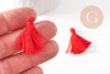 Pompon rouge coton,décoration pompon,accessoire coton, pompon boucles,coton rouge,25-31mm, x5 G2771