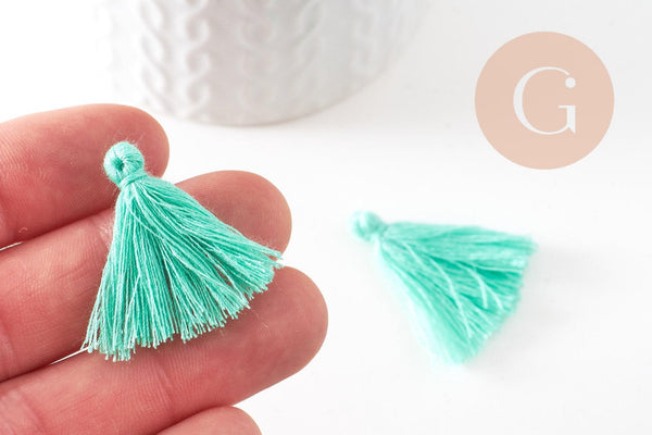 Pompon vert clair fil de coton 28mm, x5 (G1008)