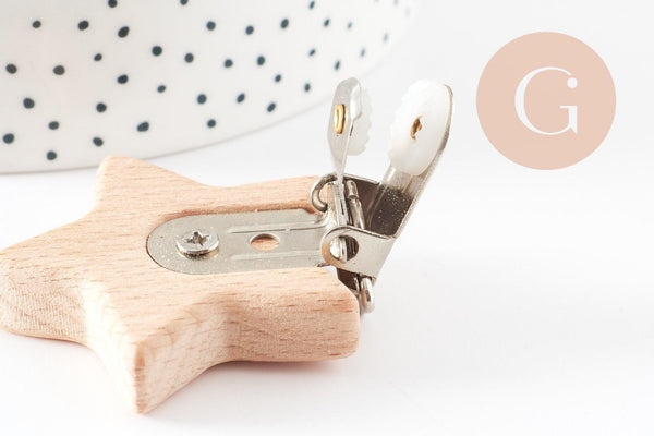 Porte-tétine étoile bois personnalisable 52mm, x1 (G9599)