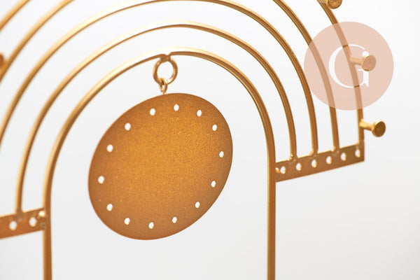 Présentoir à bijoux boucles d'oreilles Arc en ciel laiton doré marbre 27.5cm, x1 (G10248)