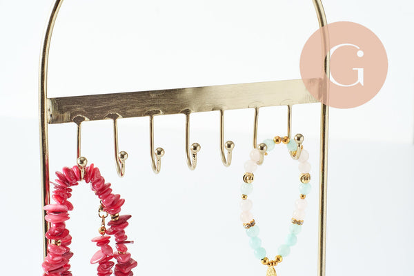 Présentoir à bijoux boucles d'oreilles laiton doré socle marbre, x1 (G9796)