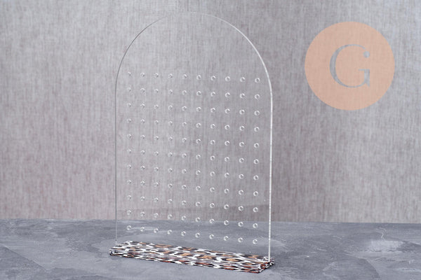 Présentoir boucles d'oreilles plexiglas arche personnalisable 110 emplacements 17.8cm, x1 G10103