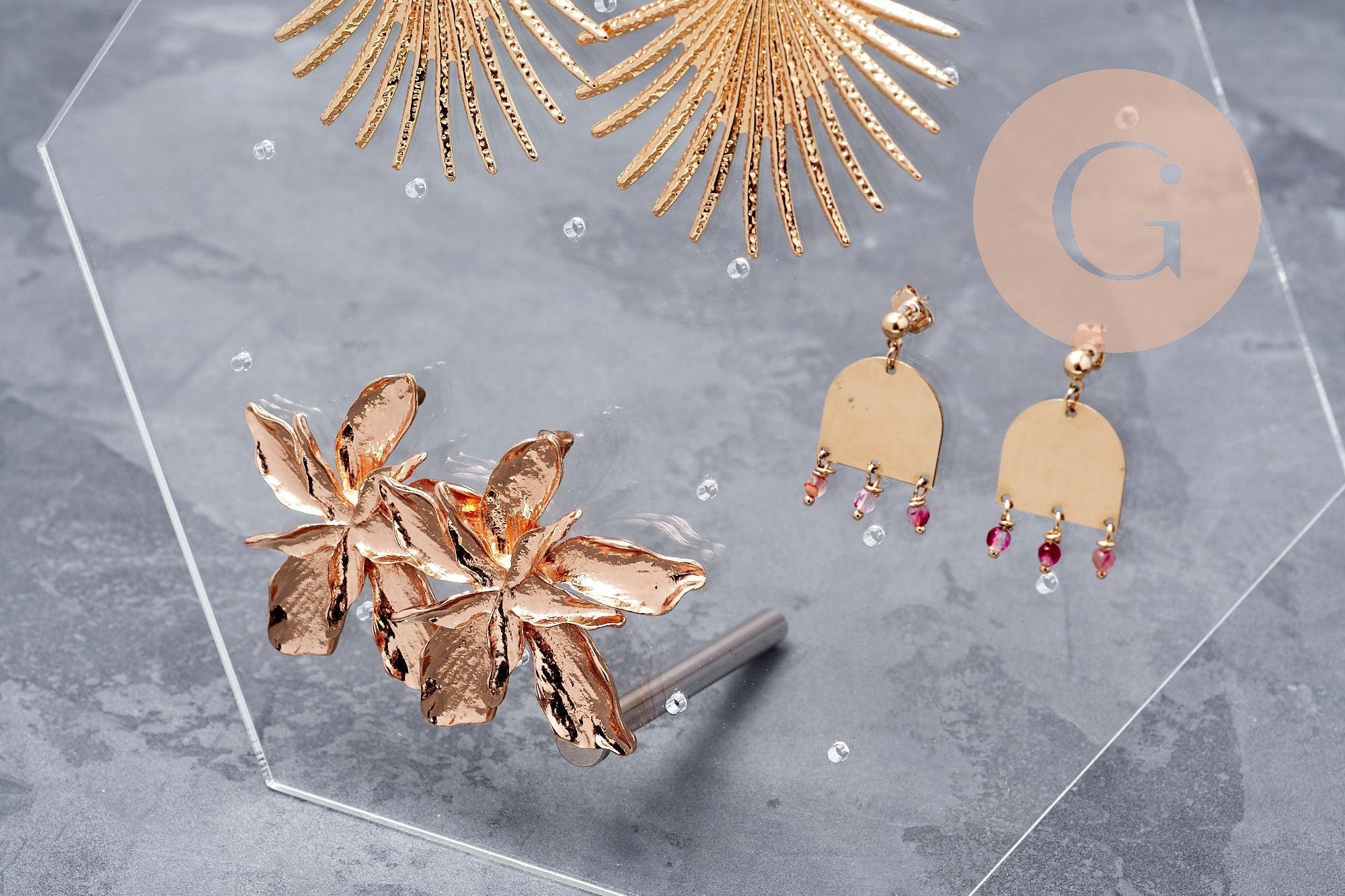 Présentoir boucles d'oreilles plexiglas hexagone personnalisable 18 emplacements 20cm, x1 G10106
