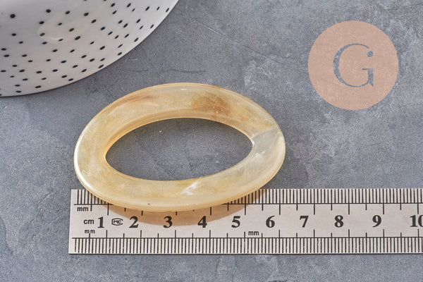 Grosse perle ovale acrylique,perle acétate, grandes perles connecteur plastique,62mm, x 8 (G0725)