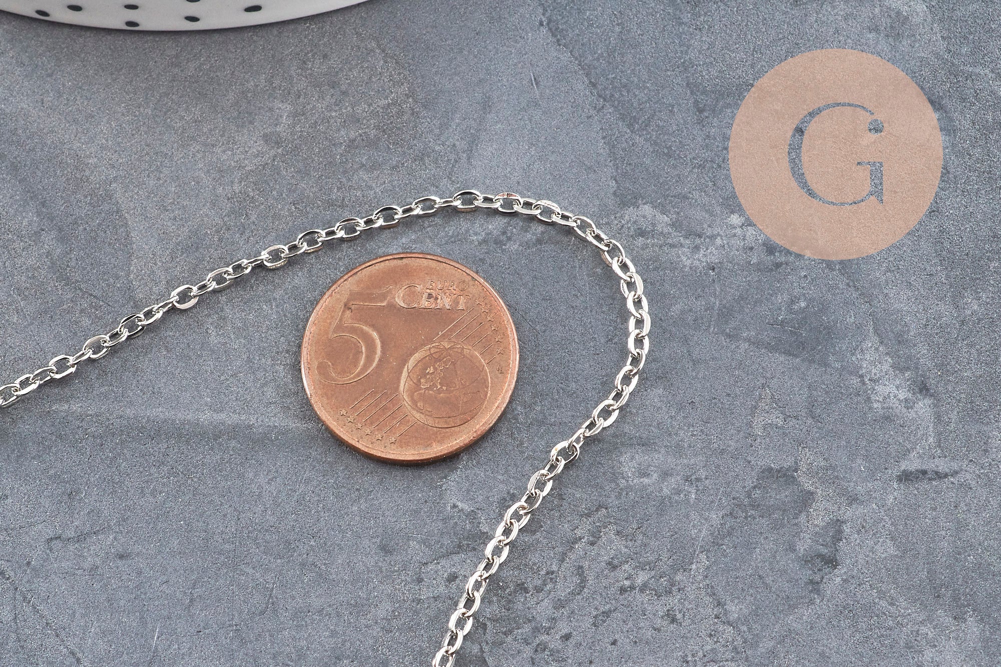 Chaine fine forçat en fer platine 3x2mm, x5 mètres (G5006)