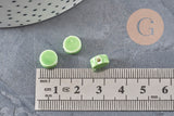 Perles porcelaine vert clair, perle céramique disque, verte,8mm, x10 (G4731)